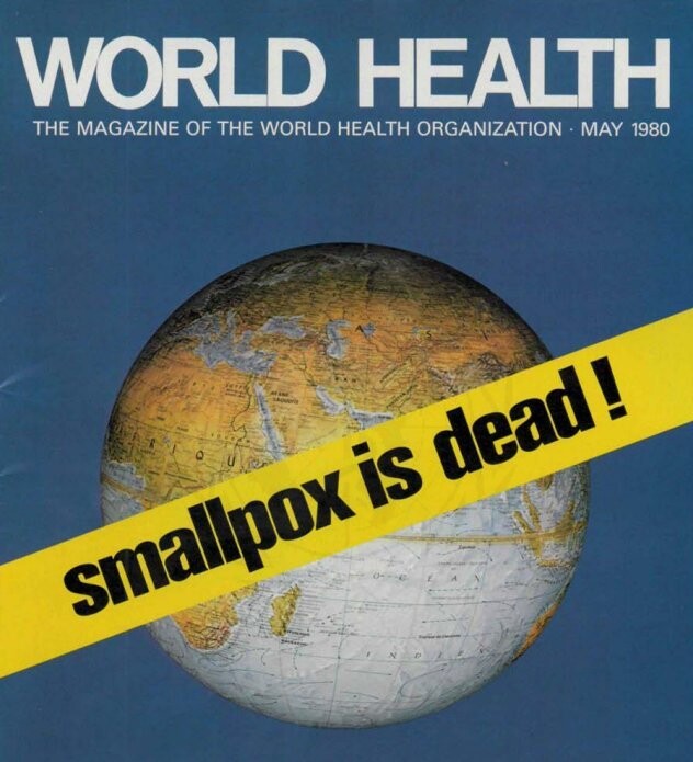 천연두 박멸 소식을 전한 세계보건기구의 기관지 ‘월드 헬스’ 1980년 5월호 표지. 세계보건기구