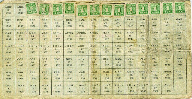1936년 캐나다 앨버타주 정부에서 주민들에게 나눠준 ‘번영증명서’. 사회신용운동을 실험했다. 블로그 ‘Moneyness’ 에서 캡처