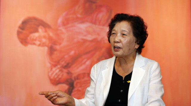 Bae Eun-sim, mother of Lee Han-yeol, a South Korean student activist who died after being hit in the head by a tear gas canister fired by police during a protest in June 1987. (Kang Jae-hoon, senior staff photographer)