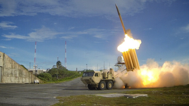 A test launch of the US’ Terminal High Altitude Area Defense (THAAD) anti-ballistic missile system, which it deployed to South Korea in 2016. (US Defense Department’s Missile Defense Agency)
