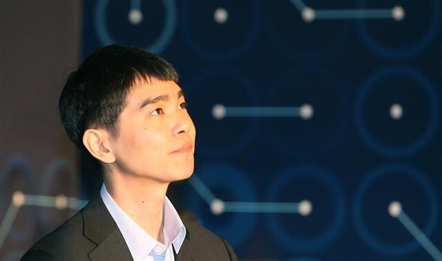 Go player Lee Se-dol at the press conference after his loss in the first of five games to AlphaGo