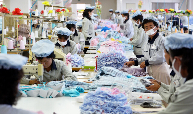 Workers at the Kaesong Industrial Complex in Kaesong