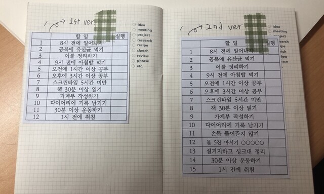 Jeong Da-gyeong's to-do lists
