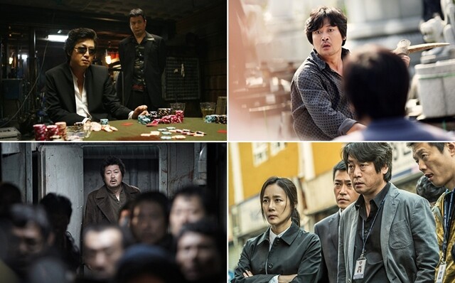 <타짜>(2006), <추격자>(2008), <황해>(2010), <암수살인>(2018)의 김윤석. 각 영화사 제공