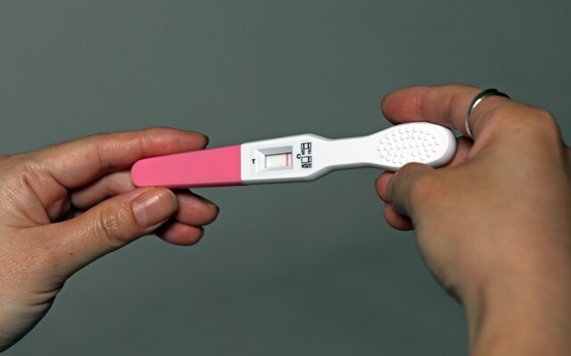 임신테스트기에 ‘비임신’을 나타내는 한 줄이 표시
돼 있다. 김진수 기자