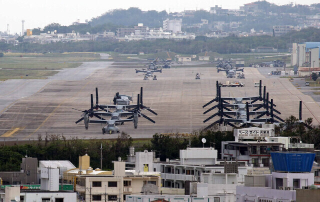 This undated file photo shows US Marine Corps Air Station Futenma in Okinawa Prefecture, Japan. During the Cold War, political leaders in both Taiwan and Korea reacted sensitively to the situation in Okinawa. (Kim Bong-gyu/The Hankyoreh)