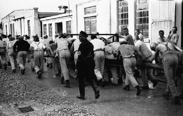 제2차 세계대전 당시 독일 나치의 다하우수용소 강제노동 모습. 위키피디아