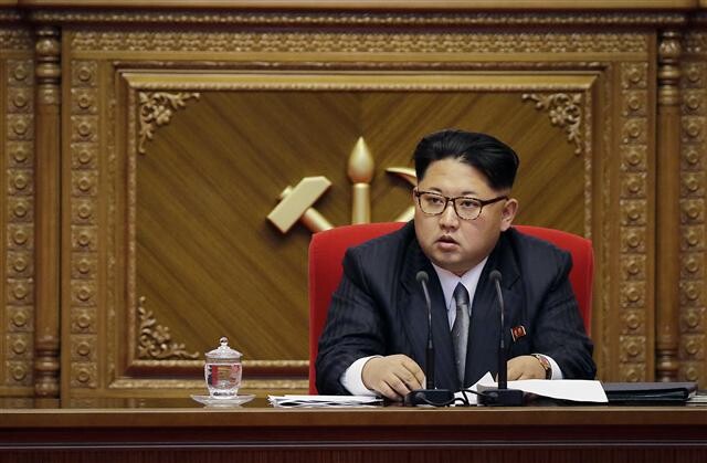 North Korean leader Kim Jong-un at the Korean Workers’ Party congress at the April 25 House of Culture in Pyongyang
