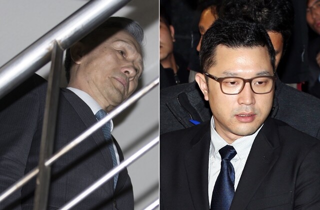 김관진 전 국방부 장관이 11월10일 영장실질심사를 받으러 서울중앙지법에 가고 있다(왼쪽). 이명박 전 대통령의 아들 시형씨는 다스의 지분이 전혀 없는데도 다스의 해외법인 대표를 맡고 있다. 한겨레 김성광 기자/ 한겨레 김경호 기자