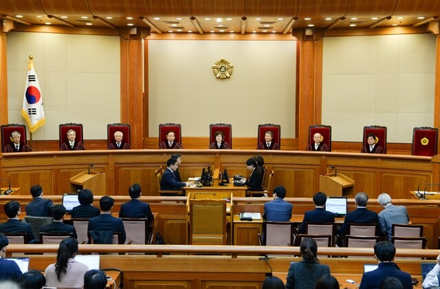 헌법재판소에서 3월10일 박근혜 대통령에 대한 파면 결정을 내리고 있다. 사진공동취재단