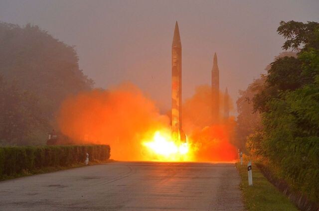 The launch of Hwasong 10 Musudan missiles