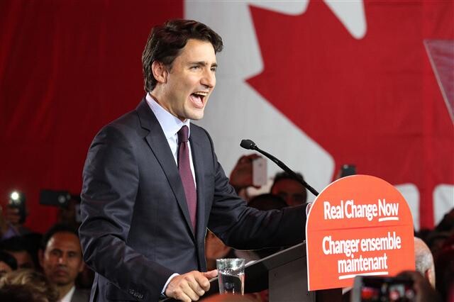 Newly elected Canadian Prime Minister Justin Trudeau speaks after his election victory