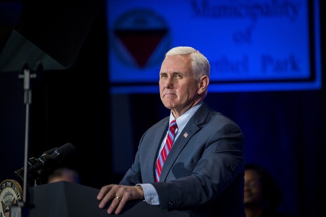 US Vice President Mike Pence speaks at a political fundraiser at the Bethel Park Community Center in Pennsylvania on Feb. 2. (AFP)