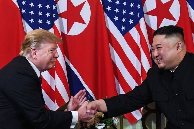 US President Donald Trump and North Korean leader Kim Jong-un in Hanoi on Feb. 27.