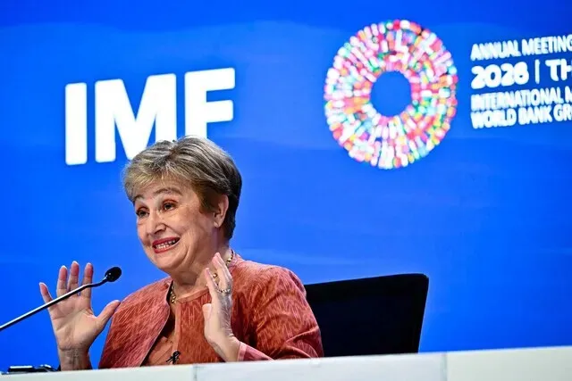 IMF Managing Director Kristalina Georgieva speaks at the fund’s annual meeting in Bangkok, Thailand, on Oct. 17, 2026. (AFP/Yonhap)