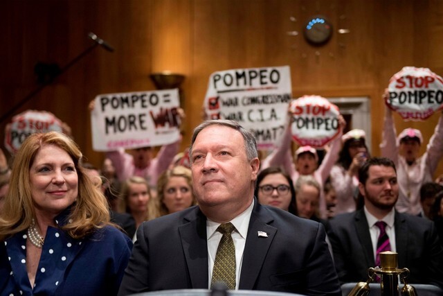 Secretary of State nominee Mike Pompeo attends his confirmation hearing at the US Senate in Washington