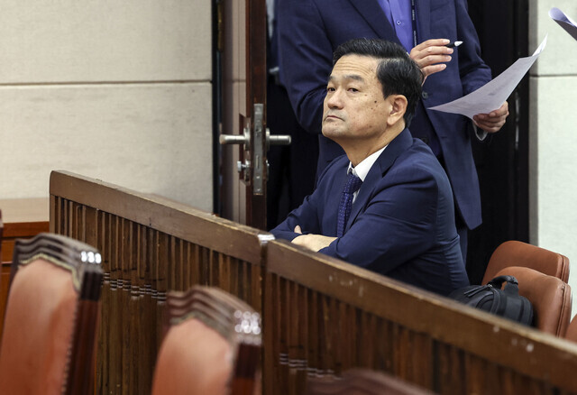 Kim Sun-ho, the head of the Ministry of the Interior and Safety’s new police bureau, waits for the session of the National Assembly’s Public Administration and Security Committee to commence on Aug. 18. (pool photo)
