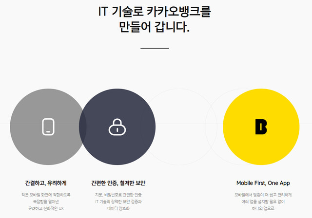 카카오뱅크 누리집 갈무리. IT기술로 간편하면서도 강력한 보안 검증을 제공한다고 소개한다.