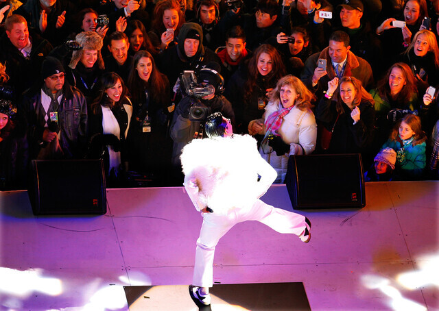 Psy performs “Gangnam Style” in Times Square, New York, on New Year’s Eve in 2012. (Reuters)