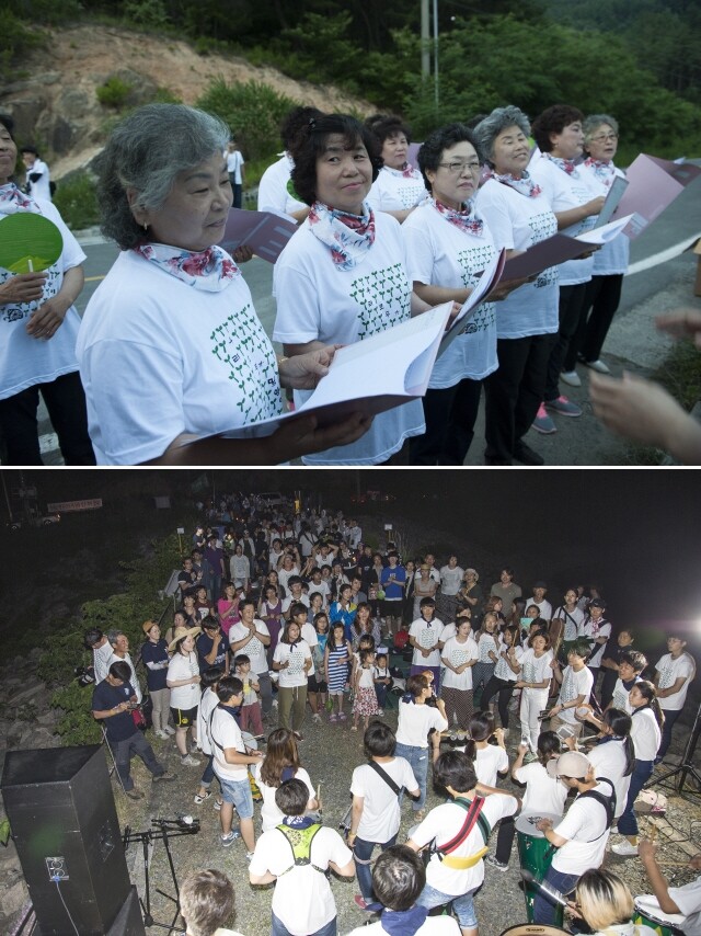 잔혹한 행정대집행이 이뤄진 지 2년, 밀양 주민 300여 명은 여전히 정부와 한국전력에 맞서고 있다. 6월11일 열린 ‘밀양할매길 걷기’ 행사 모습들. 이재각, 박민석