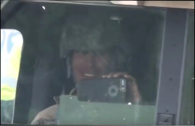 A video of a US soldier grinning as he uses his mobile phone to film residents opposing the delivery of THAAD system components in Seongju