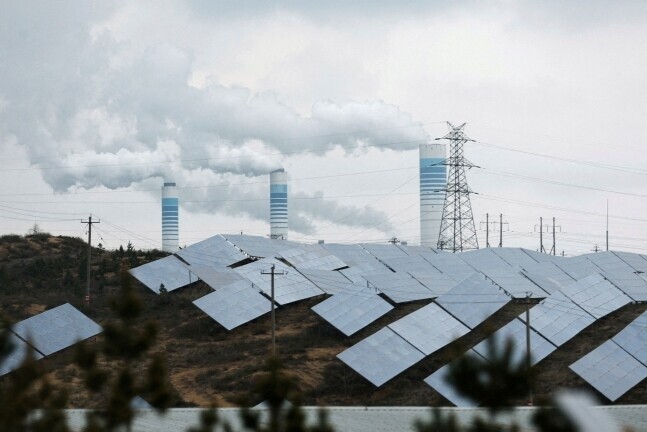 Solar panels in China’s Shanxi Province. (Reuters/Yonhap)