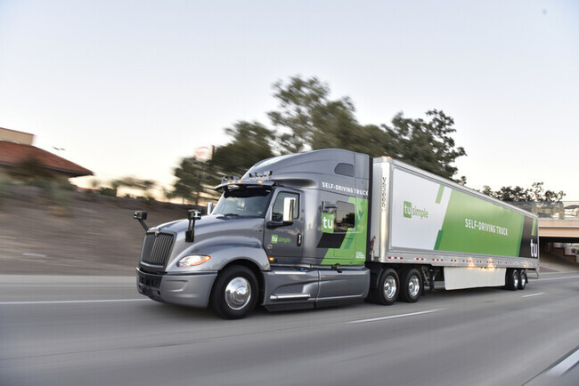 Pictured here is a self-driving truck made by US company TuSimple. (provided by TuSimple)