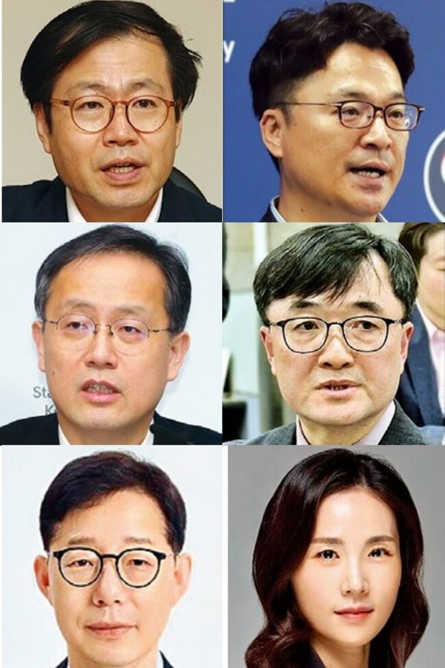 왼쪽 위부터 시계방향으로 여한구 통상교섭본부장, 문신학 산업통상자원부 1차관, 임기근 기획재정부 2차관, 김진아 외교부 2차관, 박윤주 외교부 1차관, 이형일 기획재정부 1차관. 연합뉴스