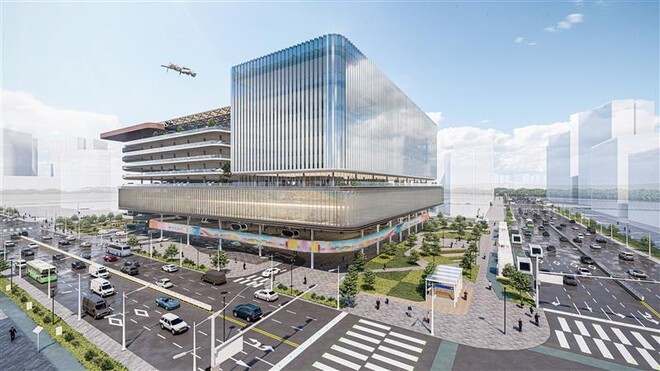 자율주행 로보택시, 수직이착륙 비행장 등을 갖춘 광명·시흥 3기 새도시 ‘미래 모빌리티 허브’ 조감도. 광명시 제공