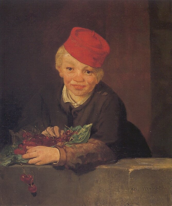 에두아르 마네, &lt;버찌를 든 소년&gt;, 1858년께, 캔버스에 유채, 포르투갈 굴벤키안 미술관.