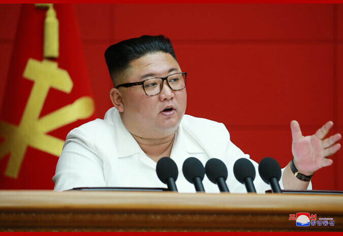 North Korean leader Kim Jong-un presides over the 6th Plenary Session of the 7th WPK Central Committee in Pyongyang on Aug. 19. (KCNA/Yonhap News)