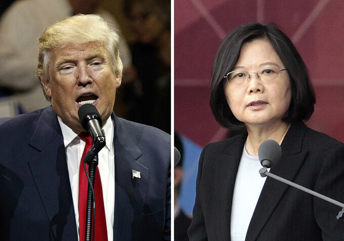 US President-elect Donald Trump (left) and Taiwanese President Tsai Ing-wen