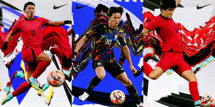 나이키가 19일 서울 강남구 나이키 써클81에서 2022 대한민국 축구 국가대표팀의 새 유니폼을 공개했다. 나이키 코리아 제공