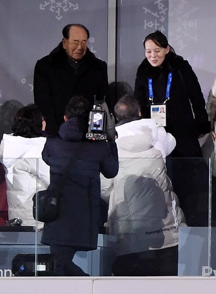 President Moon Jae-in watches the opening ceremony of the Pyeongchang Olympics with his wife Kim Jung-sook on Feb. 9. (Photo Pool)