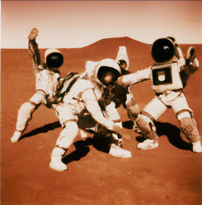 인공지능이 만들어낸 ‘화성에서 비보이 공연하는 우주비행사’ 이미지.