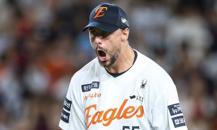 Hanwha Eagles Ryan Wice is roaring after the opponent's hitter with strikeouts with the 2025 KBO League Lotte match at the Hanwha Life Ball Park in Daejeon on the 13th. Hanwha Eagles provided