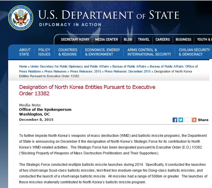 The Dec. 8 press release from the US State Department