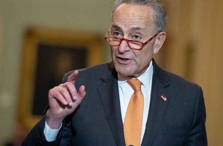Senate Democratic Leader Chuck Schumer holds a press conference at the Capitol Building in Washington on Dec. 17.