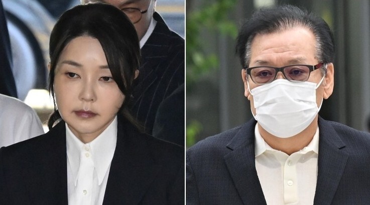 왼쪽부터 김건희씨, 건진법사 전성배씨. 연합뉴스