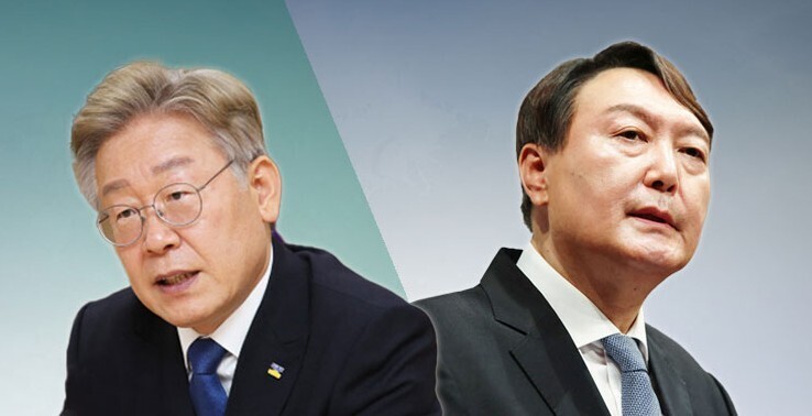 Presidential contenders Lee Jae-myung and Yoon Seok-youl (graphic by Park Min-ji)