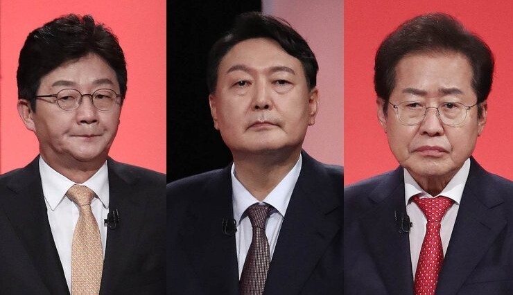 Contenders for the People Power Party presidential nomination (left to right) Yoo Seong-min, Yoon Seok-youl and Hong Joon-pyo (Yonhap News)