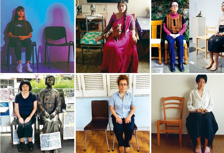 International artists and global citizens express their solidarity in a protest against the removal of “Statue of a Girl of Peace” from the Aichi Triennale 2019 by posting photos of themselves on social media posing in the same position as the comfort woman depicted by the statute. The photos are being posted under the hashtag #aichitriennale.