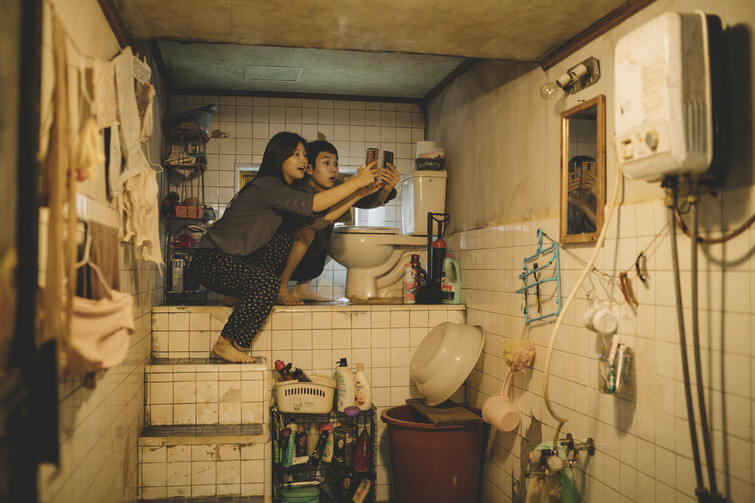 A scene from the film “Parasite,” which focuses on a poor family that lives in a semi-basement apartment