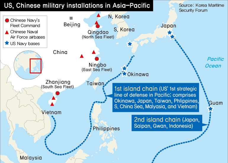 US, Chinese military installations in Asia-Pacific