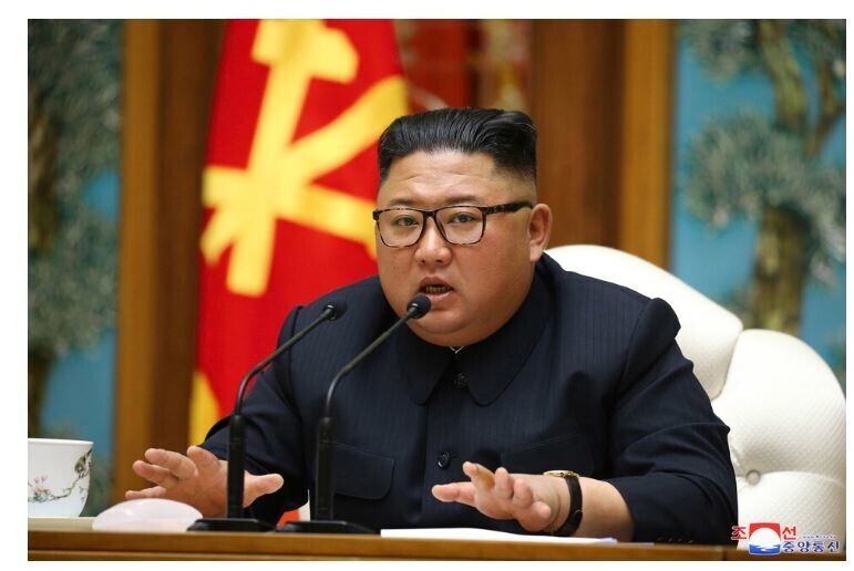 North Korean leader Kim Jong-un presides over a meeting of the Workers’ Party of Korea politburo. (Yonhap News)