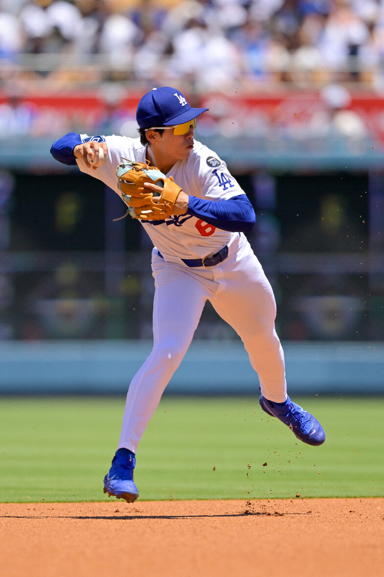 Los Angeles (LA) Dodgers Kim Hye -sung is throwing a hitter in the middle of the 2025 Major League (MLB) Houston Astros at the Los Angeles Dodgers Stadium in California, USA on the 7th. Los Angeles/Reuters Yonhap News