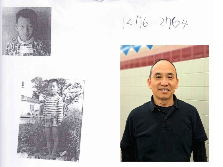 Photos of William Vorhees in Korea that appear in his adoption file (left), and a current photo of him. (courtesy of Vorhees)