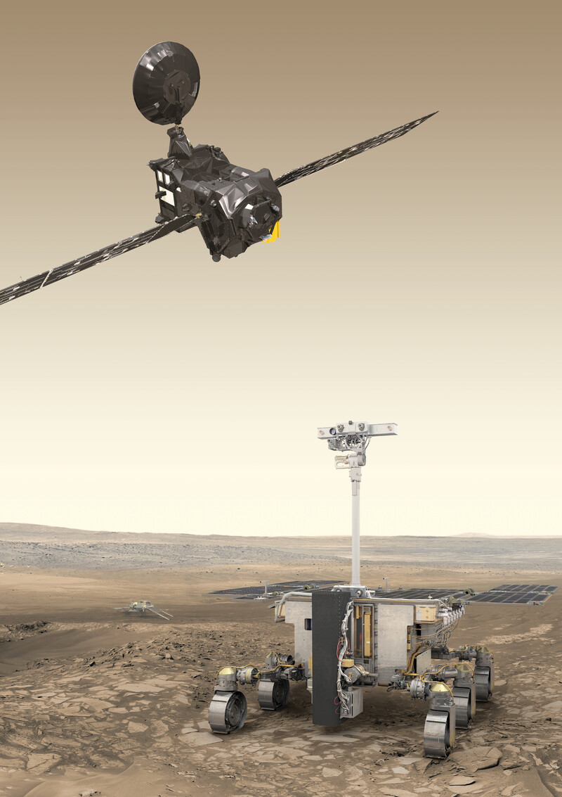 유럽우주국과 러시아가 공동으로 발사하는 화성탐사선 ‘엑스마스’와 탐사차 ‘로절린드 프랭클린’. 유럽우주국 제공