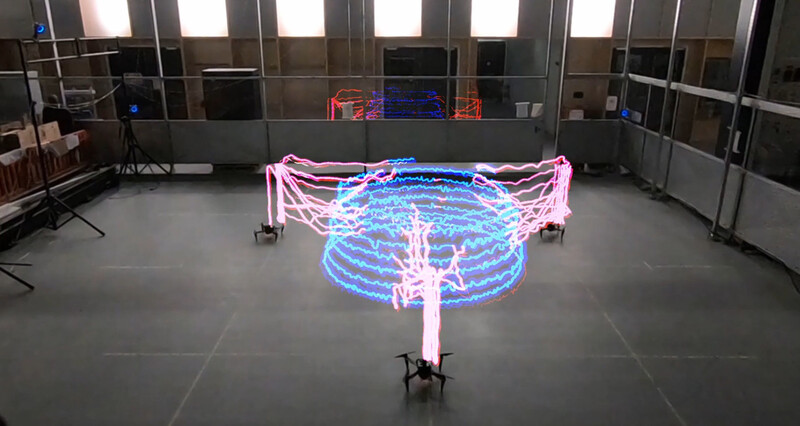 Aerial architecture simulation video using swarm drones.  Courtesy of Imperial College London