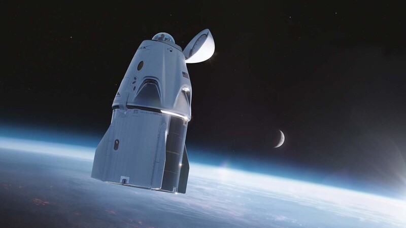 고도 575km 상공의 우주선 투명돔에서 지구와 우주를 조망하는 모습(상상도). 인스피레이션4 제공